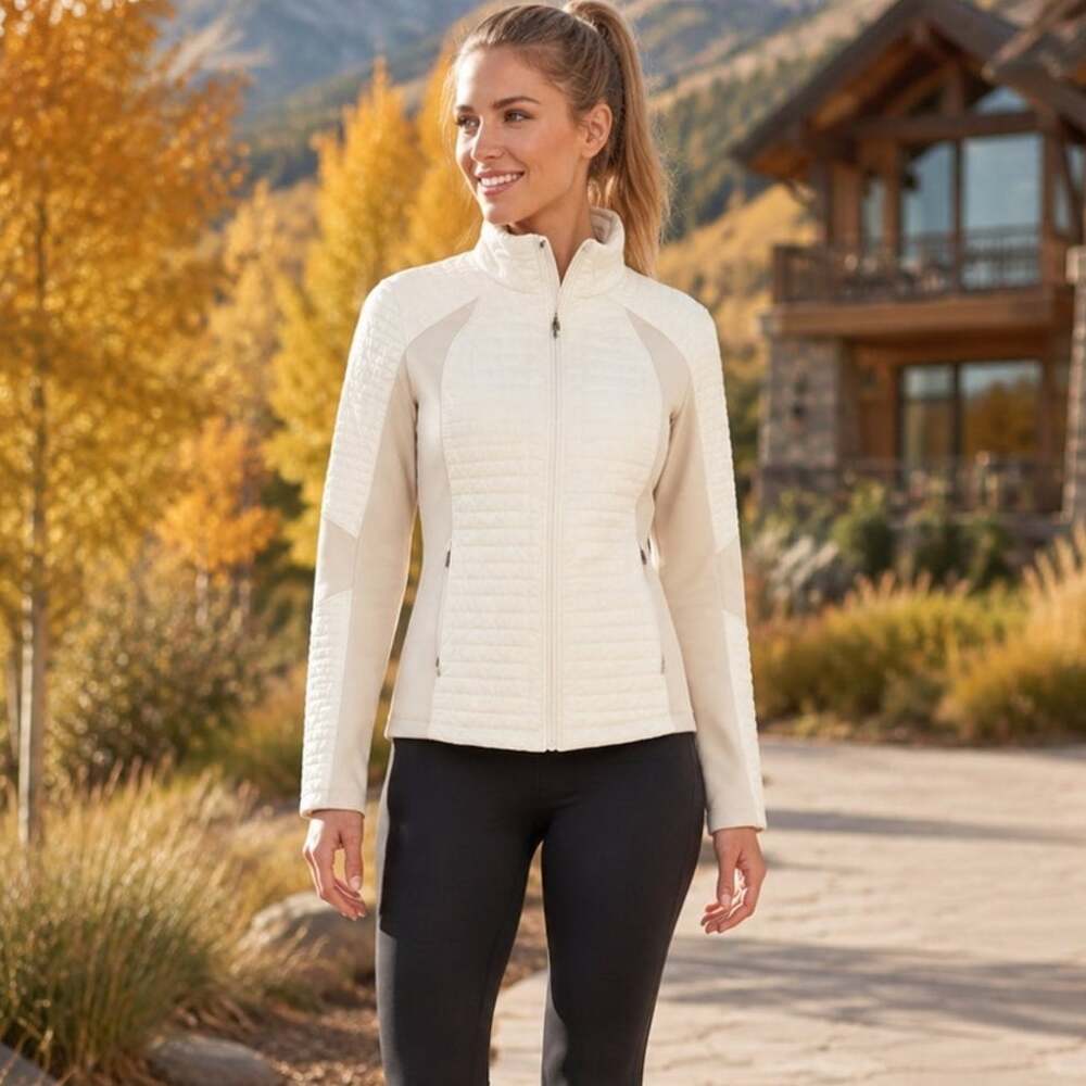 CALIA Carrie Underwood Ivory Hybrid Quilted Full Zip Jacket Size XS